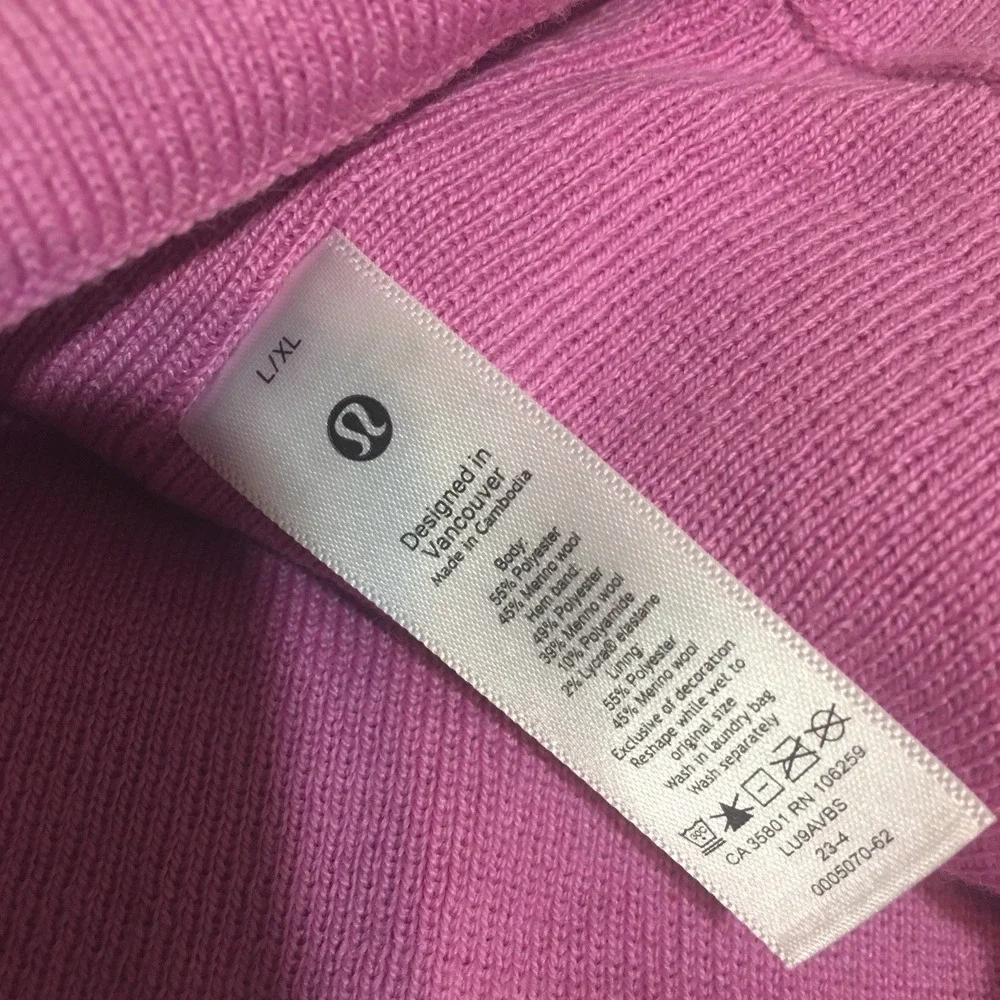 Lululemon WARM REVELATIONS BEANIE DHALIA MAUVE/ MEADOW PINK SIZE‎ L/XL